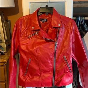 Red Faux Leather Jacket